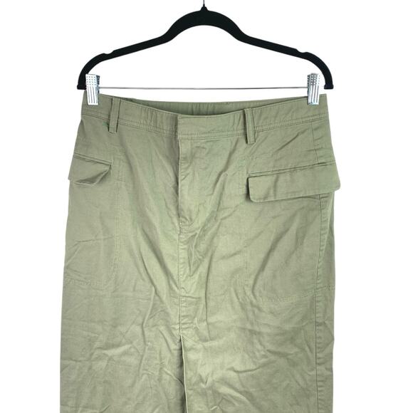 GAP Olive Green High Waisted Front Slit Midi Utility Straight Pencil Skirt Sz 30 - Picture 4 of 6